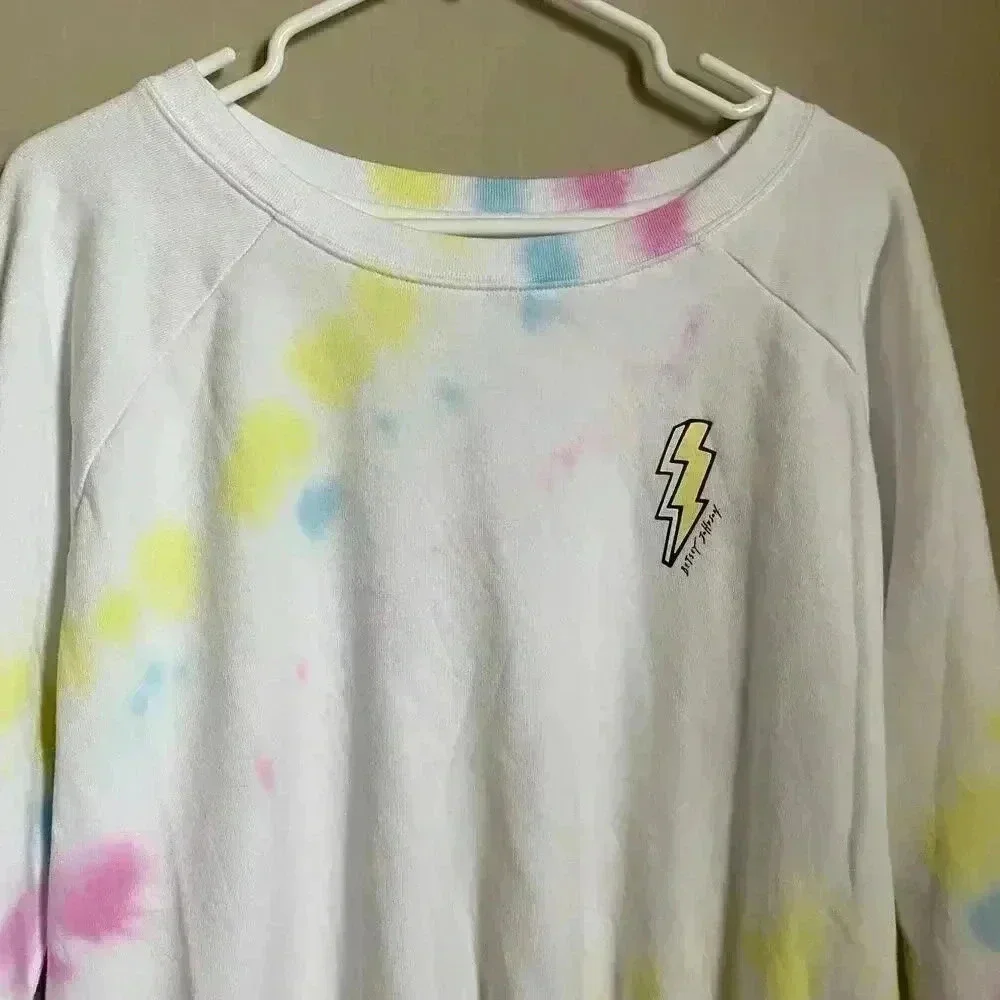Betsey Johnson Angled Tie Dye Sweatshirt White‎ XS